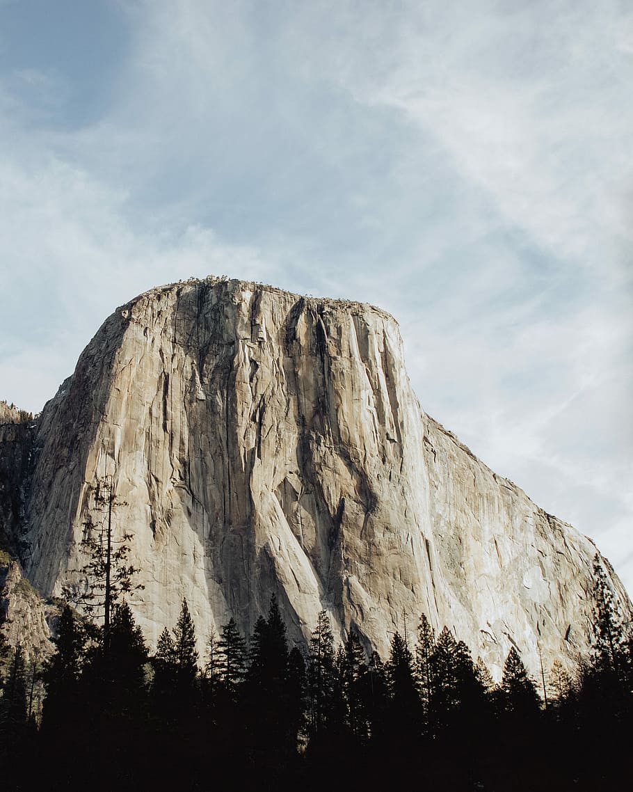 rock formation during daytime, mountain, cliff, tree, woodland HD wallpaper