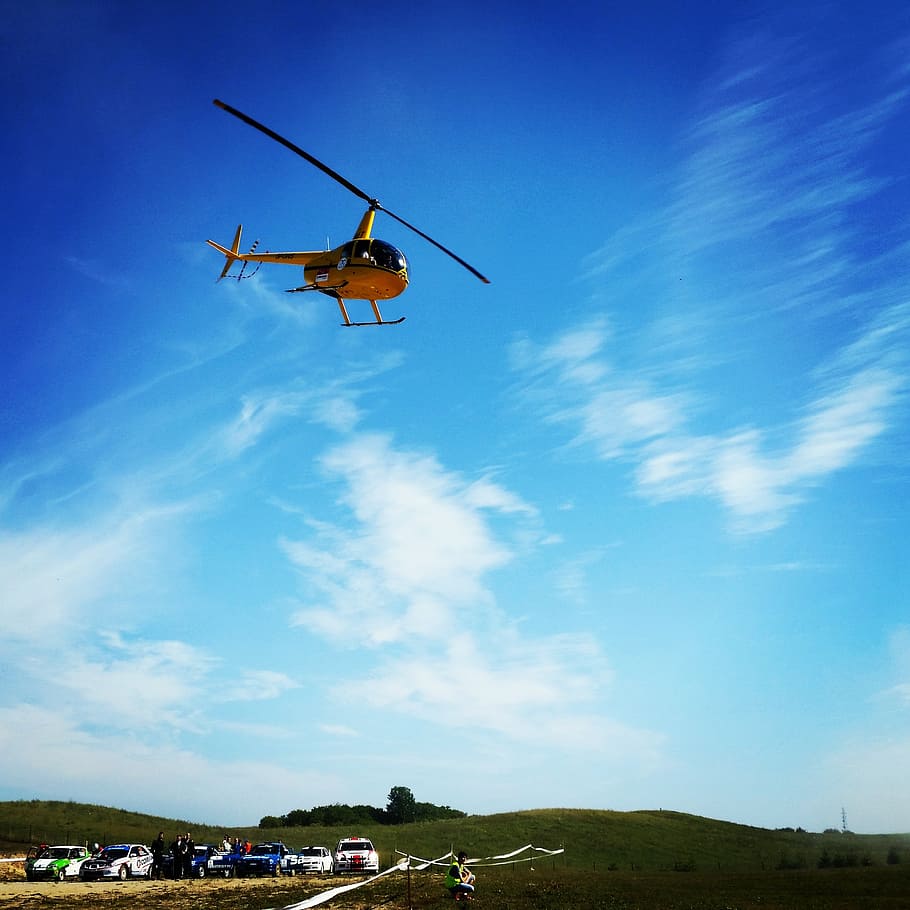 helicopter, sky, clouds, rally, view, poland, mikołajki, mode of transportation HD wallpaper