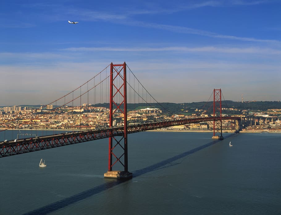 bridge, lisbon, city, built structure, architecture, transportation HD wallpaper