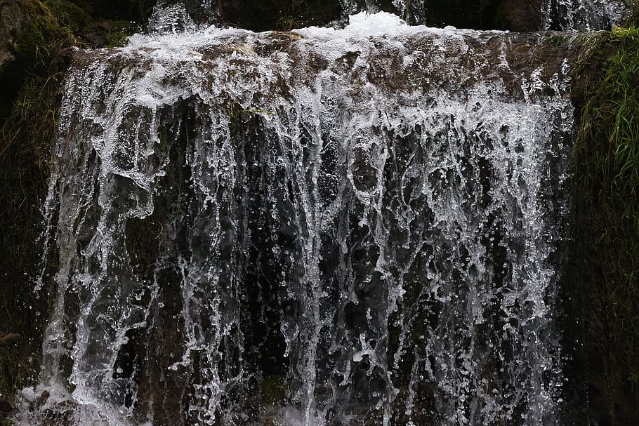 waterfall, nature, waters, bach, flow, background, motion, splashing HD wallpaper