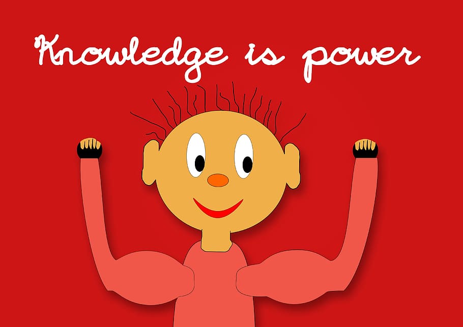 Knowledge is power sign, comic, figure, child, drawing, board, HD wallpaper