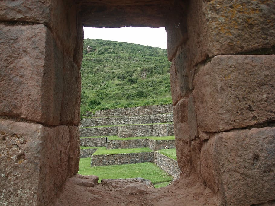 Tipon, Cuzco, Peru, Inkas, Architecture, window view, stone HD wallpaper