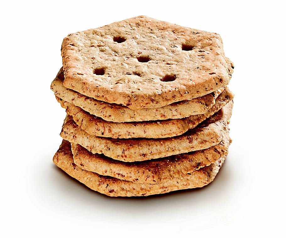 cracker, cookie, snack, stack, food, food and drink, white background HD wallpaper