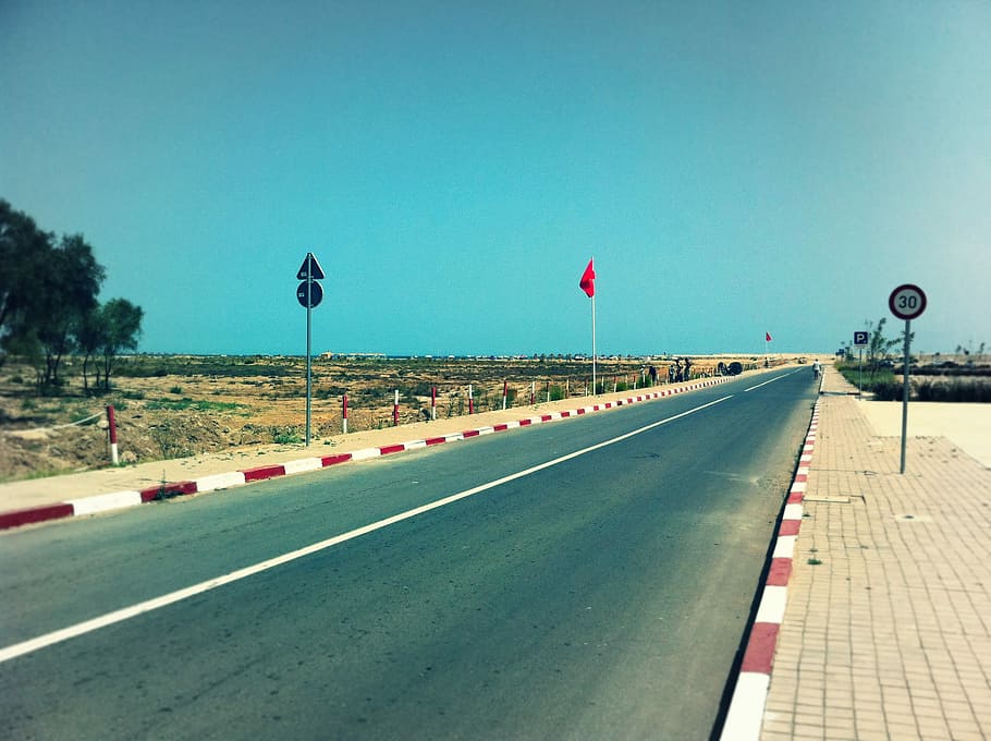 Morocco, Street, View, road, transportation, blue, outdoors HD wallpaper