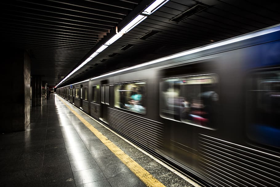 lights, dark, train, tunnel, blur, commuters, fast, guidance, HD wallpaper