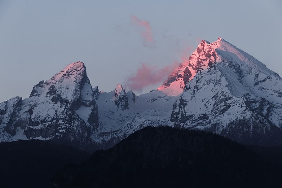 snow covered mountain, bird's-eye view photography of snow mountain HD wallpaper