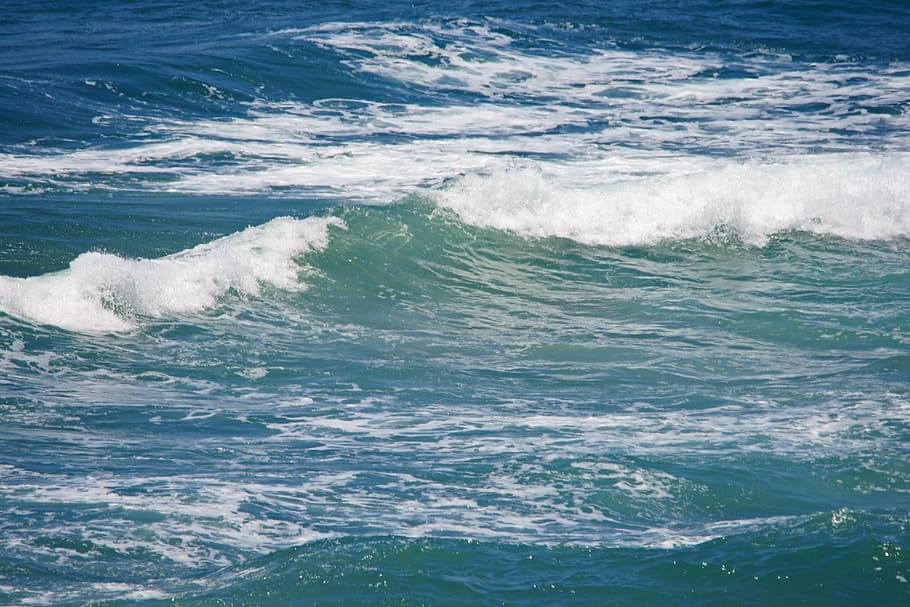 wave during daytime, sea, ocean, water, waves, aqua, turquoise HD wallpaper