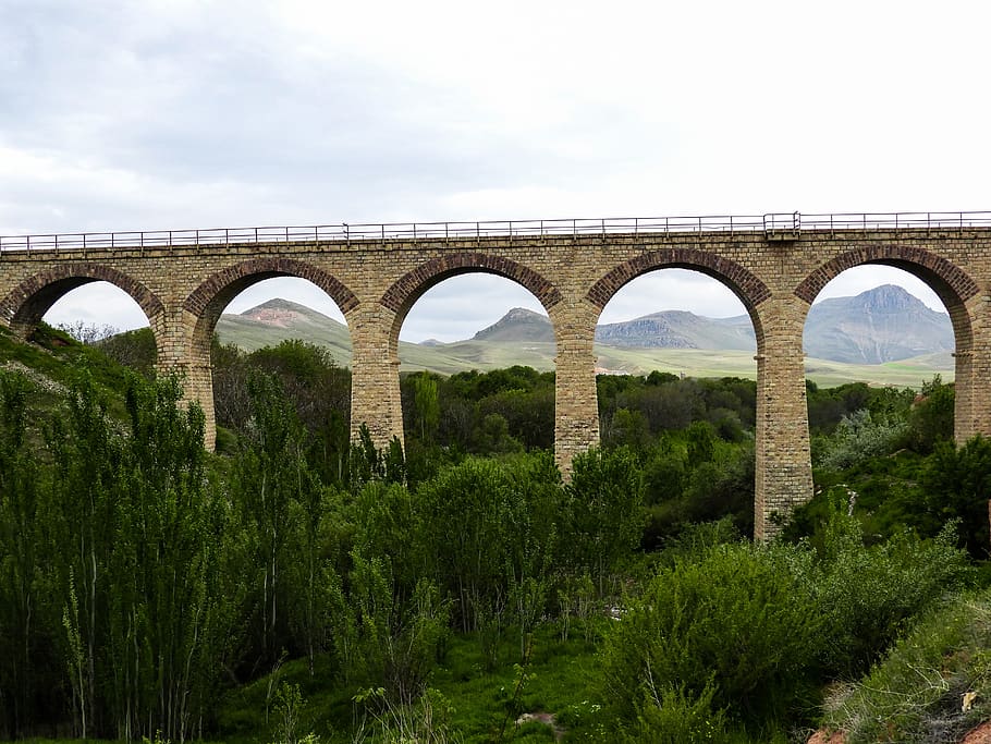 bridge, brick, old, train bridge, iran, tabriz2018, maragheh HD wallpaper
