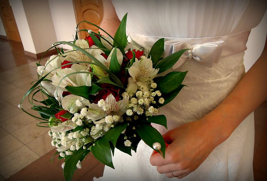 Bridal, Bouquet, Wedding, Bride, Marriage, bridal bouquet, just married, HD wallpaper