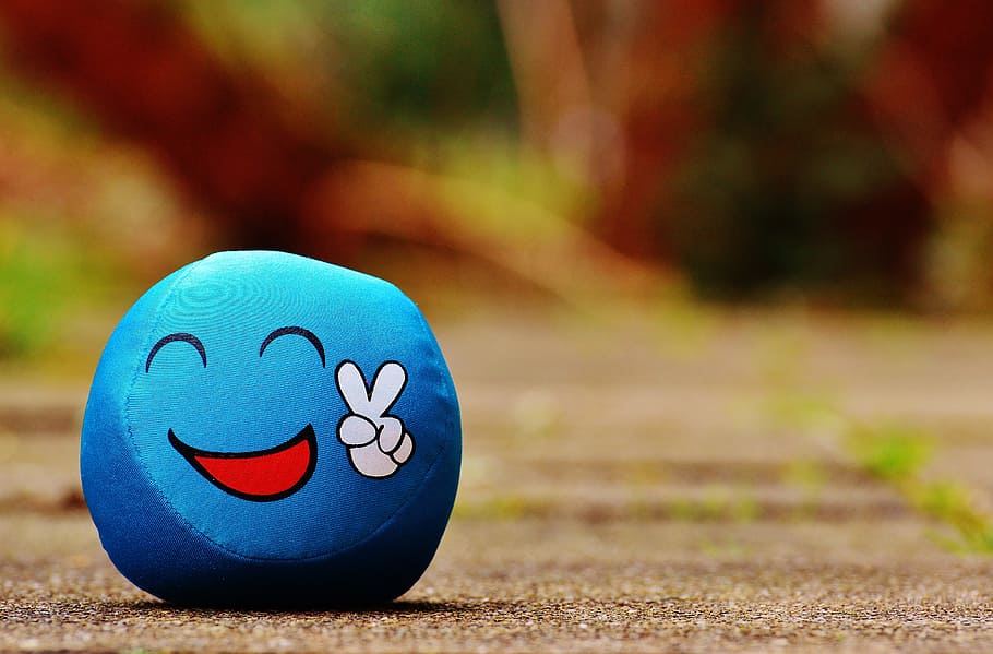 blue emoji pillow, smiley, cool, peace, funny, sweet, cute, face
