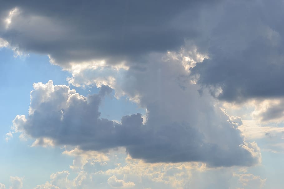sun, clouds, sky, nature, weather, blue, backgrounds, summer HD wallpaper