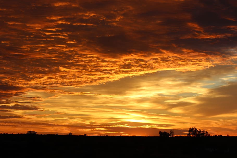 silhouette photography of clouds, sunrise, sky, uluru, beginning HD wallpaper