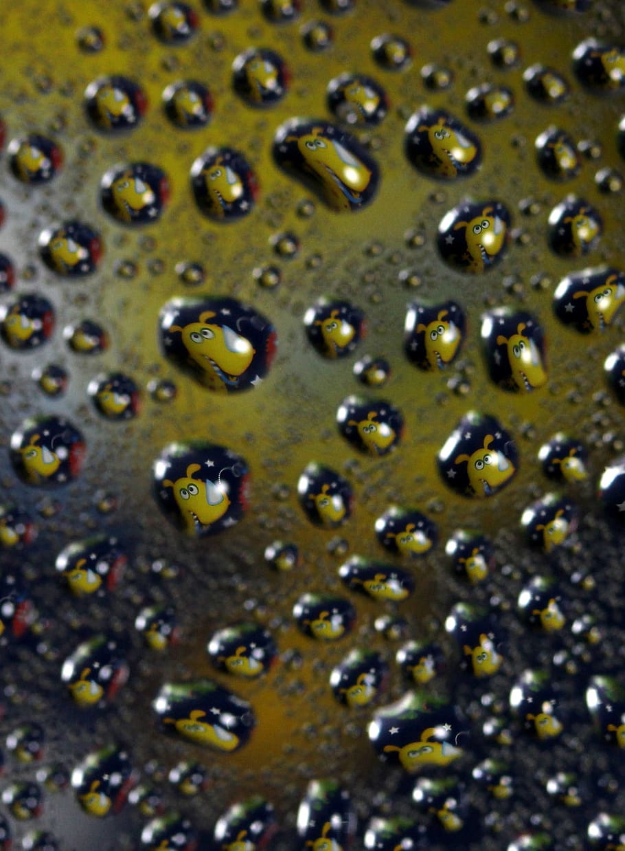 drops, refractive, coloring, water, full frame, backgrounds HD wallpaper