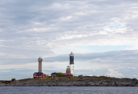 Lighthouse, Light, Tower, Tower, Buildings, Sea, island, ocean HD wallpaper