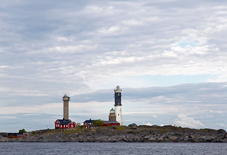 Lighthouse, Light, Tower, Tower, Buildings, Sea, island, ocean HD wallpaper