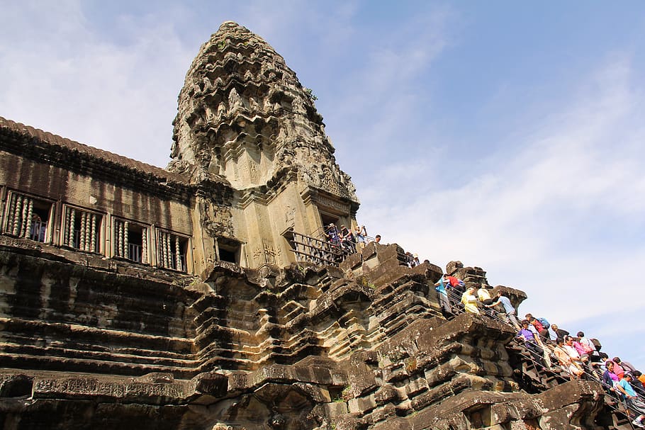 angkor wat temple, amazing, seven wonders, ancient, world, travel, HD wallpaper