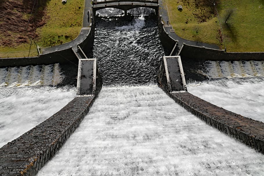 claerwen, elan valley, 57 metres high, dam, wales, reservoir, HD wallpaper