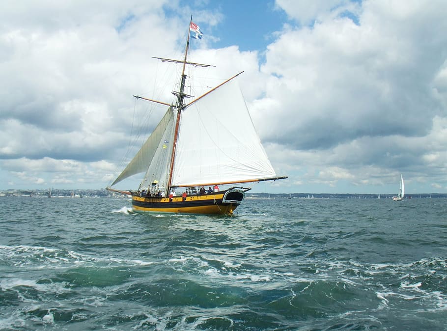 sailboat, former, brest, nautical vessel, sea, sailing, transportation HD wallpaper