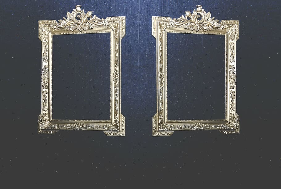 HD wallpaper: two rectangular gold photo frames, portrait, picture