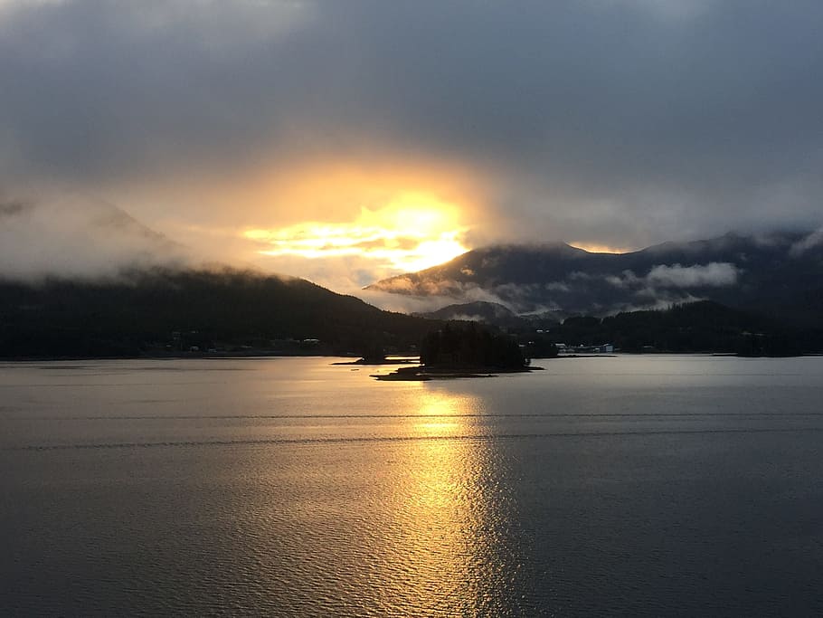 Sunrise, Cruise, Alaska, Ocean, alaskan cruise, scenic, sunset, HD wallpaper