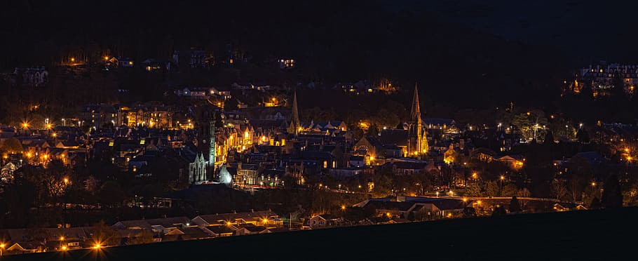 peebles, night, town, hdr, scotland, dynamic, range, architecture HD wallpaper