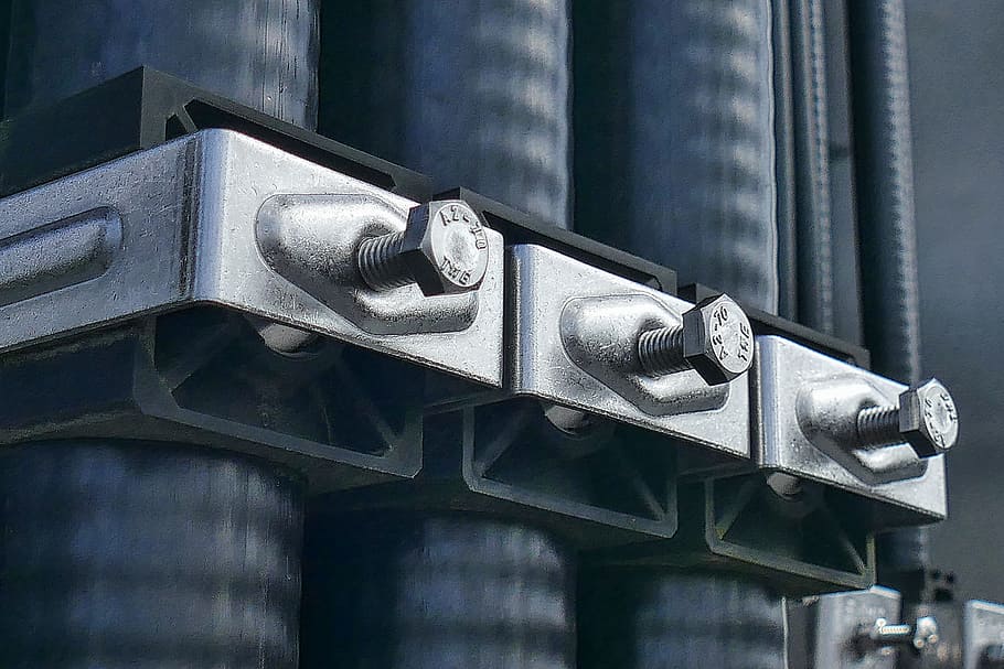 gray metal screws, macro, close, line, current, energy, radio HD wallpaper