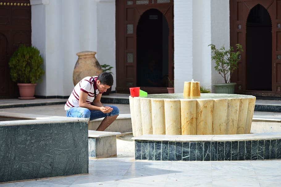 men, pray, water, mosque, algeria, big mosque, grand mosqué HD wallpaper
