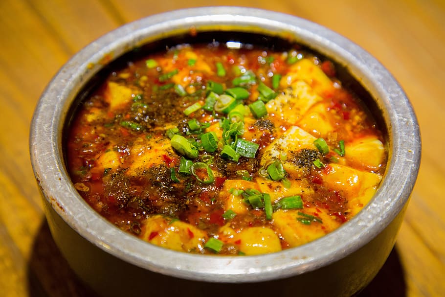 cooked food, mapo tofu, bean paste, sichuan, china, gourmet HD wallpaper