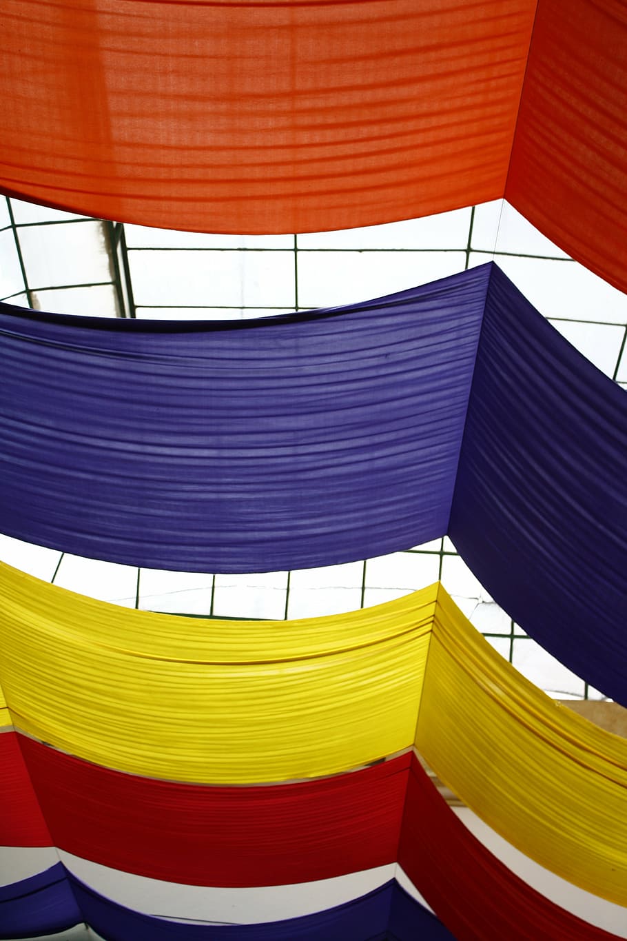 fabrics, ceiling, glass, windows, yellow, multi colored, no people HD wallpaper