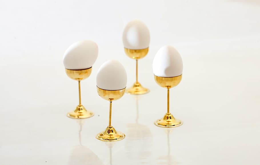 egg, pedestal, egg stand, golden, gilt, egg cup, vintage, studio shot, HD wallpaper