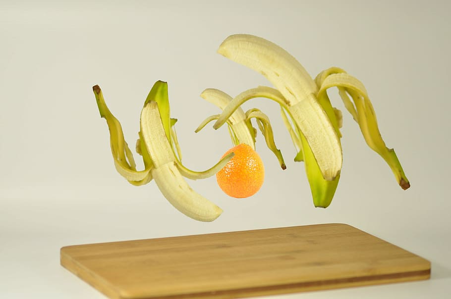 floating, fruit, banana, food, healthy eating, food and drink HD wallpaper