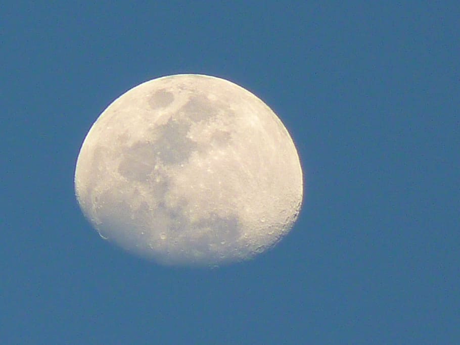 moon on sky, astronomy, space, night, blue, backgrounds, clear sky HD wallpaper