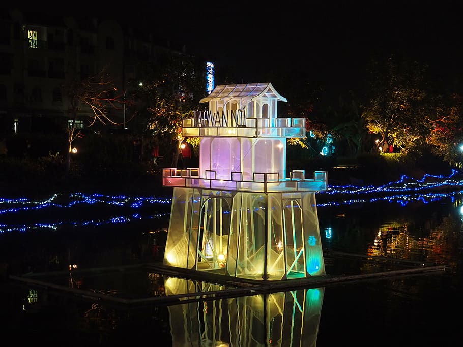 taiwan, brine, lantern, night, illuminated, building exterior HD wallpaper