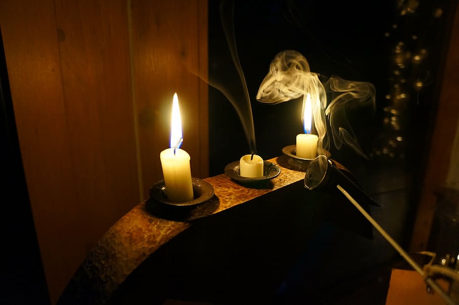 candle, flame, smoke, night, fire, burning, fire - natural phenomenon HD wallpaper