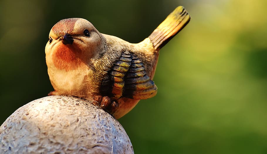 Bird, Figure, Stone, Decoration, cute, birdie, nature, animal HD wallpaper