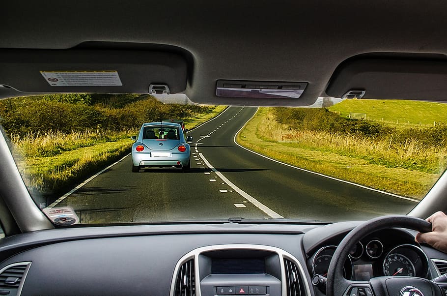 photo of gray automotive dashboard, car, driving, road, wheel