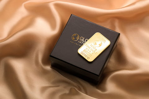 gold-colored bar with box, cloth, silk, chip, sticker, wealth HD wallpaper