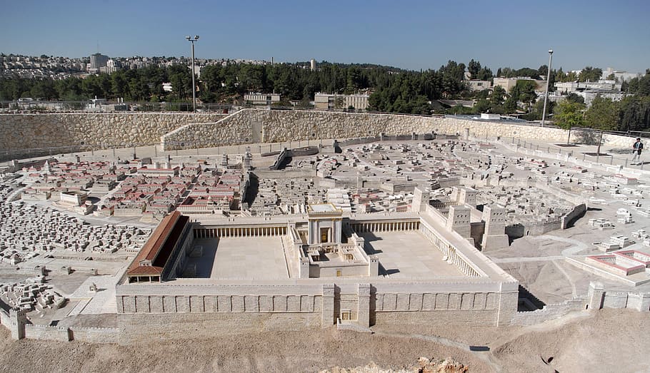 Jerusalem Model with Temple of Herod in Israel, city, photos