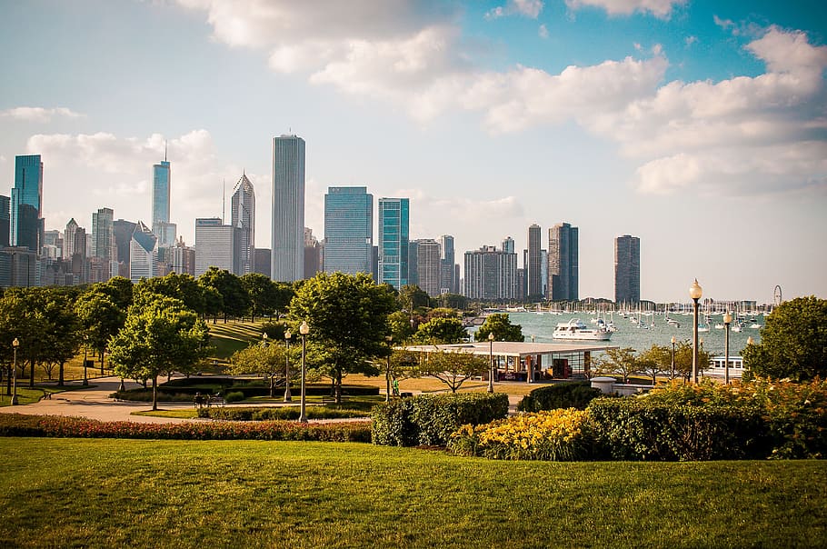skyscraper, skyline, city, panoramic, cityscape, chicago, travel HD wallpaper