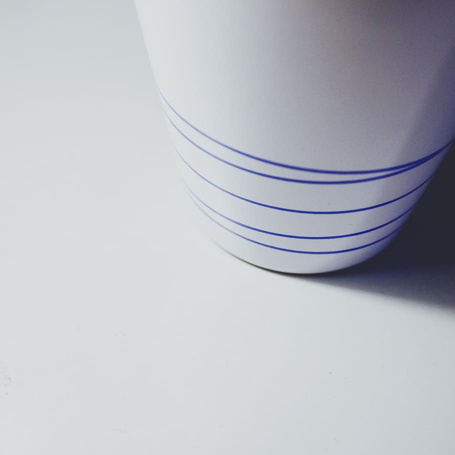 white cup on white surface, ikea, minimalist, blue, still life HD wallpaper