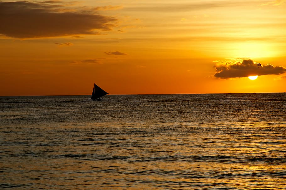 sail, sunset, sea, sailing ship, boat, yacht, summer, sailboat HD wallpaper