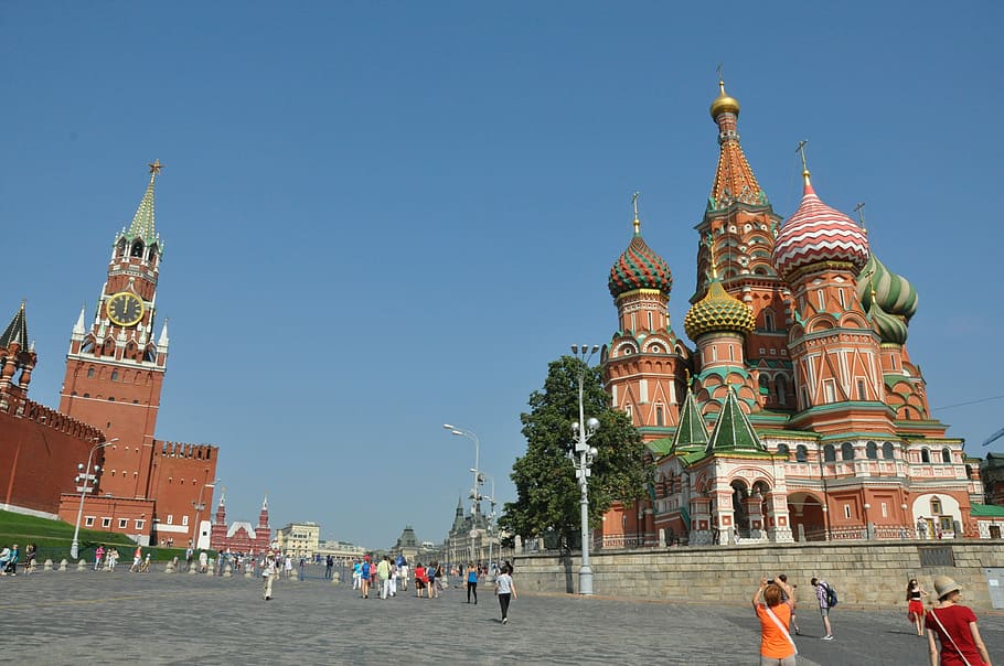 St. Basil's Cathedral, Russia, Moscow, Kremlin, Kremlin, Clock HD wallpaper