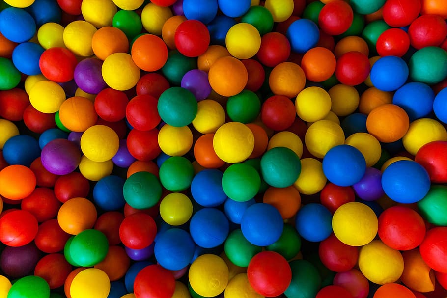 assorted color pitball, colorful, play, pattern, background HD wallpaper