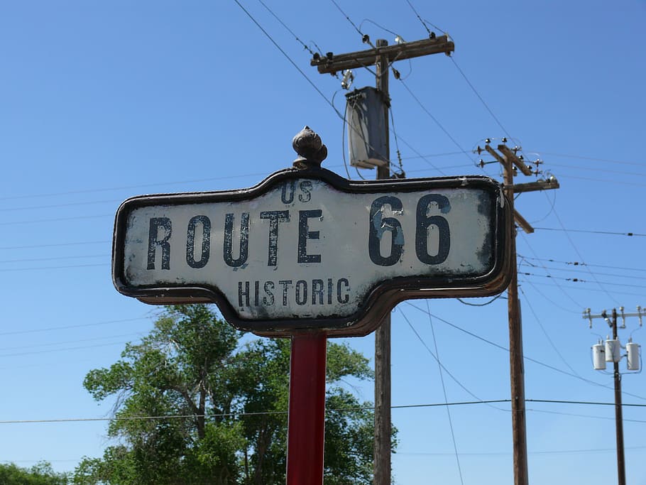 route 66, seligman, highway, historic route, sign, street, text, HD wallpaper