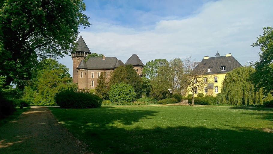 castle linn, park, krefeld, architecture, built structure, building exterior, HD wallpaper