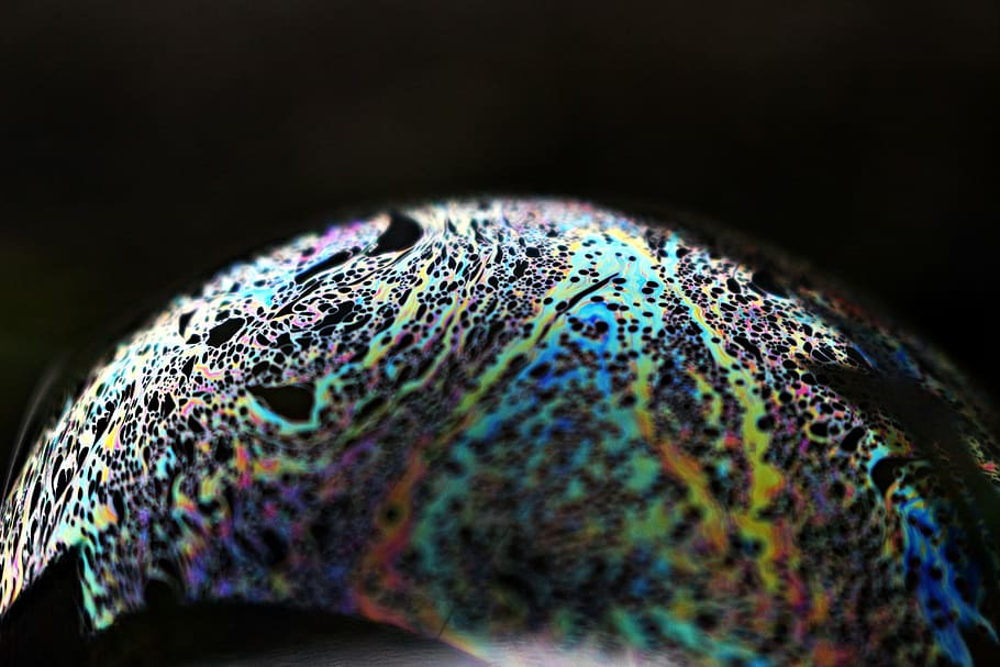 bubble, iridescent, soap bubble, pattern, structure, colorful HD wallpaper