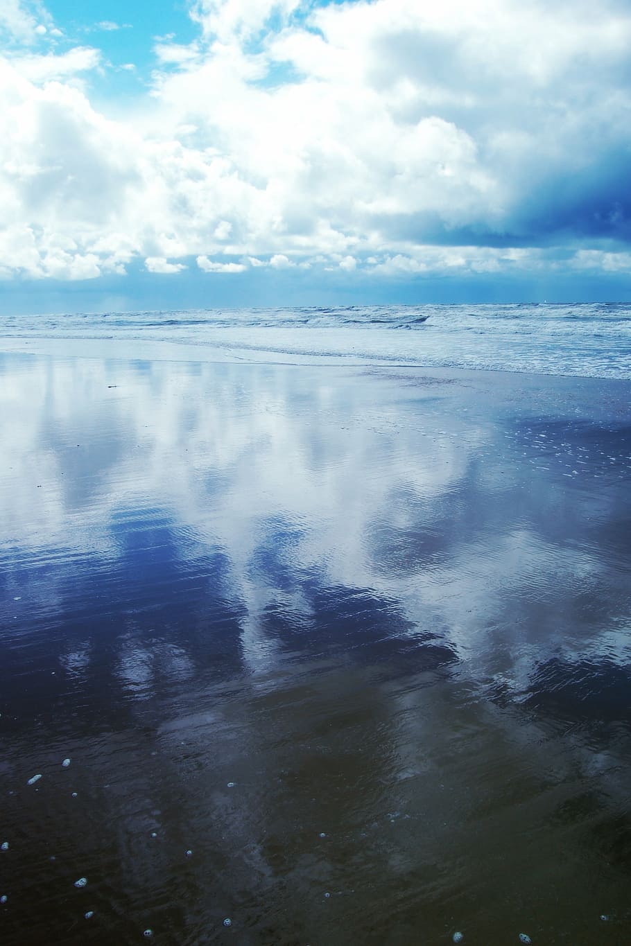 sea, clouds, beach, water, nature, blue, air, blue sky, landscape HD wallpaper