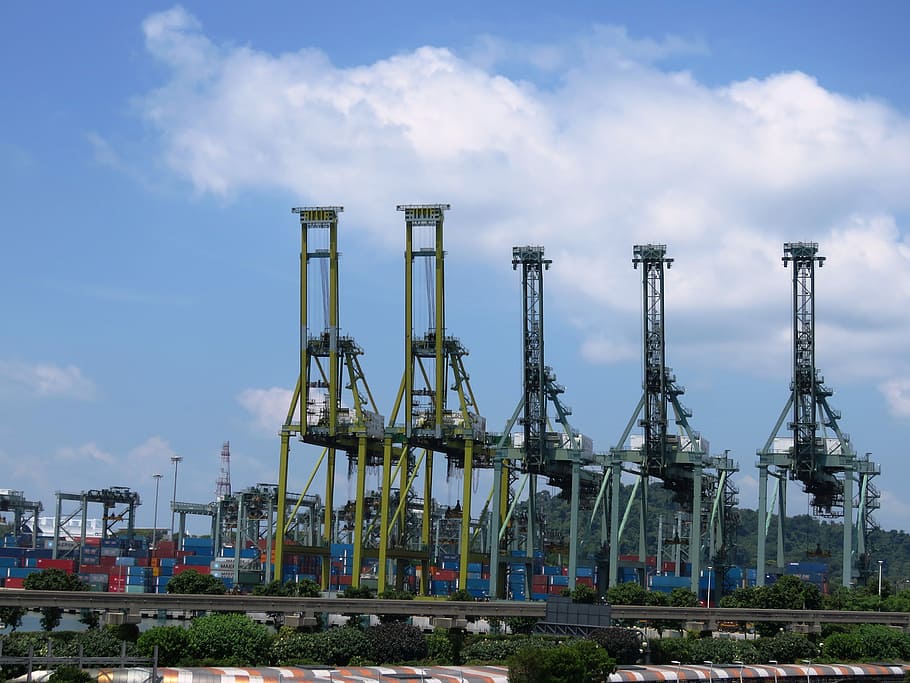 harbor front, loading, cargo, ship, industry, transportation HD wallpaper