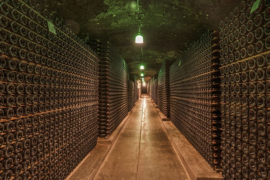 brown floor pathway with light turned on, wine cellar, cave HD wallpaper