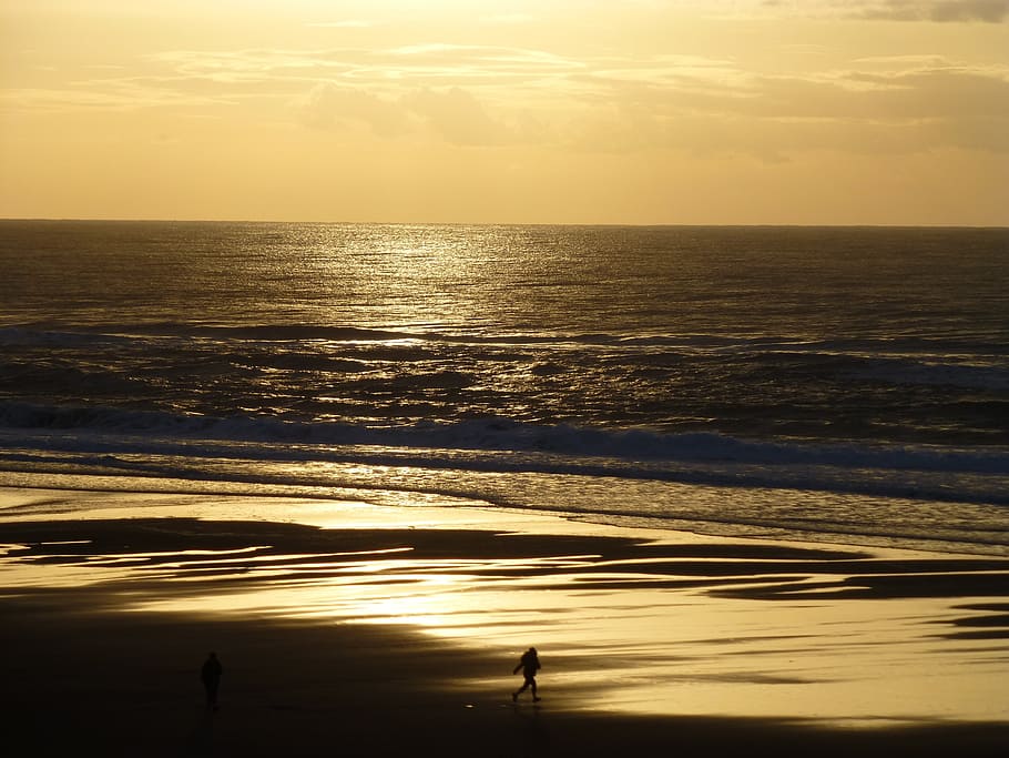 sunset, lincoln city, oregon, coast, beach, pacific ocean, golden sunset